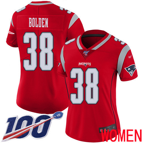 New England Patriots Football #38 100th Season Limited Red Women Brandon Bolden NFL Jersey->youth nfl jersey->Youth Jersey